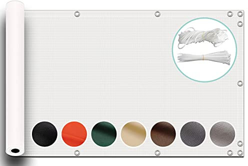 ZQXFZ Balkon Sichtschutz Balkonbespannung 100x200cm balkonmöbel Oxford-Stoff Staubdicht, Uv-Schutz Balkon Sichtschutz Sichtschutz Zaun -Weiß.