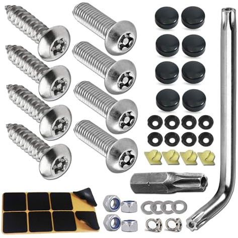 Set di Viti Antifurto per Targa Auto, Kit Fissaggio Targhe, Viti per Targa Auto, Set di Viti per Targa, Vite di Fissaggio della Targa, 50ps Viti di Sicurezza per Targa, per Targa di Sicurezza Auto