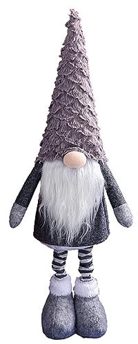 LKPOMI Weihnachtszwerge Plüsch-Dekoration, Einziehbare Federbeine, Zwerge, Puppe, Handgefertigt, Schwedischer Tomte-Zwerg, Plüsch-Ornamente, Zuhause, Urlaub,(Grau)