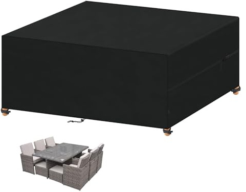 VANSHEIM Abdeckung für Gartenmöbel wasserdichte Schutzhülle Gartenmöbel Abdeckplane für Gartentische Terrassenmöbel, Regenschutz und Staubfest, 420D Oxford Gewebe Gartenmöbel Abdeckung 240x180x75cm