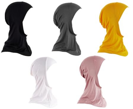 Kellegour 5pcs Bandana Hijab Untertuch,Frauen Einstellbare Muslim Hijab,innere Hijab-Kopfbedeckung,Islamische Muslimische Kopfbedeckung,Modernes Islamisches Kopftuch für Damen für Hals/Kopf(5 Farben)