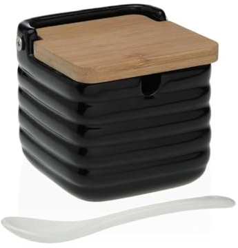 Versa Zuccheriera Nero Ceramica Bambù Dolomite 8,3 x 8,3 x 8,3 cm
