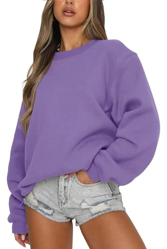 Eniloyal Sweatshirt Damen Pullover ohne Kapuze Langarmshirt Pulli Fleecepullover Baumwolle Sweater Rundhalsausschnitt Herbst Winter