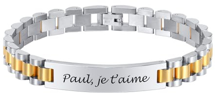 XUANPAI Herren Armband Personalisierte Edelstahl - Silber Panzerkette Armband Hip Hop Rapper Armkette Modeschmuck mit Gravur, Armband mit Namen für Männer