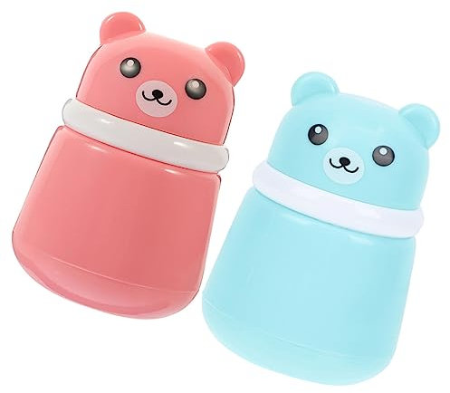 GLSTOY Babypuderbehälter Mit Puderquaste 2 Stück Cartoon Bär Design Kunststoff Hautfreundlich Wiederbefüllbar Für Babys Reise Und Heimgebrauch