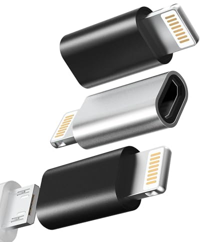 Adaptateur Lightning Mâle Vers Micro USB Femelle(Lot de 3)Certifié Pour Apple MFI Câble Android Chargeur Pour IPhone 14 13 12 11 Pro Max 8 Rapide Adapter Ransfert Fichiers Connecteur Pour IPad Charger