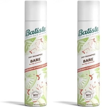 Batiste Dry Shampoo in Bare 200ml, Barely Scented Light Fragrance, No Rinse Spray to Refresh Hair in Between Washes (Pack of 2)