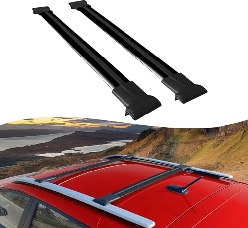 Car Roof Racks For Dacia Duster Hs 2014-2017, Raised Roof Rails | Axenture Aluminium Roof Bars, Set of 2, 75 kg Dynamic Load, T-Slot for Roof Boxes, Bikes, Ski, Kayaks & Luggage Black