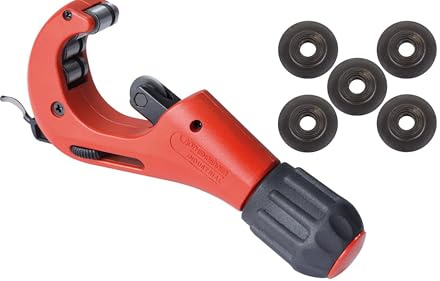 ROTHENBERGER Industrial Tube Cutter 42 Teleskop-Rohrabschneider inkl. 6x Ersatzschneidrad (1x im Griff) | Ø 3 mm - 42 mm (1/8 - 1 5/8) | Rohrtrenner | Rohrschneider Kupfer Messing Aluminium