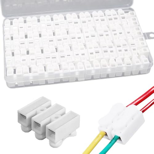 50 Stück Lüsterklemmen Steckbar, Neue Selbstsichernde Verbindungsklemmen, Schnelle und Feste Verbindung, für Elektrogeräte und Leitungen Unter 100w Leistung (3 Drähte)