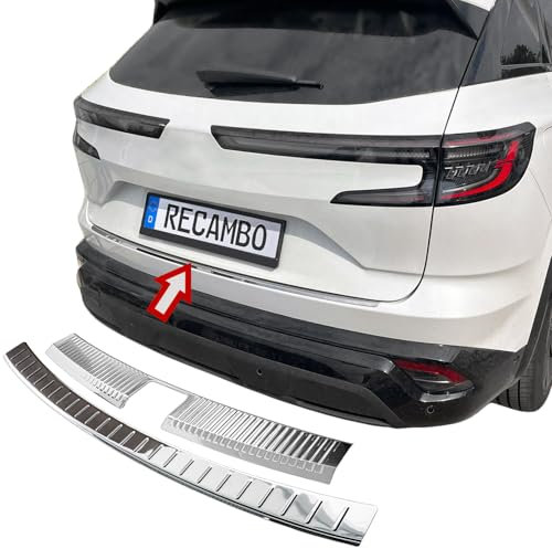 RECAMBO Protection de seuil de chargement en acier inoxydable - compatible avec Renault Austral | à partir de 2022 Ensemble de 2 pièces avec finition chrome poli pour pare-chocs intérieur et extérieur