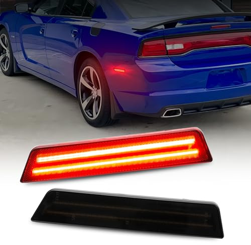 AUTOONE Upgraded Red Rear LED Side Marker Lights Compatible With 2008-2014 Dodge Challenger & 2011-2014 Charger, Fender Side Markers, Smoked Lens Driver & Passenger Side, Parking Lamps, 2PCS