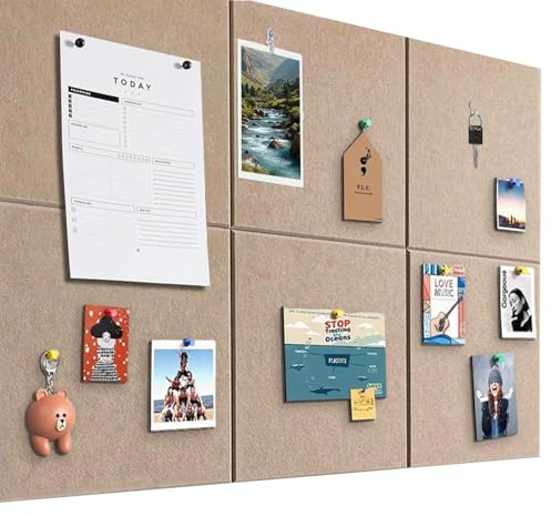 Grand tableau d'affichage 90x60cm Tableau d'affichage en feutre autocollant avec 60 punaises, 6 pièces Tableau d'affichage de 9mm d'épaisseur, Tableau de vision pour photos, Tableau mémo pour notes
