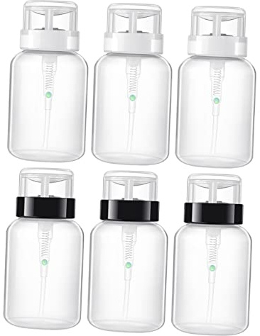 POPETPOP 6 Stück Nagellackentferner Pumpflaschen 210 Ml Wiederbefüllbar Auslaufsicher für Reisen und Nagelkunst Weiß Schwarz mit Abnehmbarem Verschluss