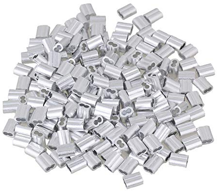 Bstinay 2mm Silver M2 Double Ferrules Aluminum Crimping Loop Sleeve for Wire Ropes Pack of 200