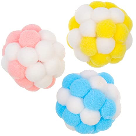 DRESSOOS 3stücke Plüsch Katzenbälle Mit Glocke Kau-Spielzeug Für Katzen Und Kätzchen Robuste Sichere Und Langlebige Spielzeuge in Bunten Farben Für Interaktive Spielstunden