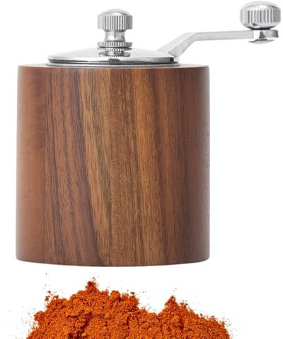 Moulin à poivre manuel - Outil de broyage portable en acier inoxydable - Niveaux de broyage réglables - Ensemble de broyage à épices à main en bois pour sésame, noix, sel, cumin