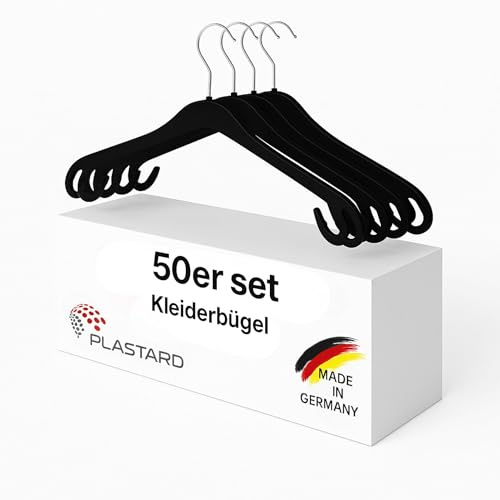 Plastard NA47 Erwachsenen-Kleiderbügel 50 Stück -drehbarer Haken, Jacken | ideal fürXL-Größen, Mäntel & Anzüge, Jacken, Buisness Kleidung, Kleider 10 kg belastbar, nur 0,8 cm schmal platzsparend