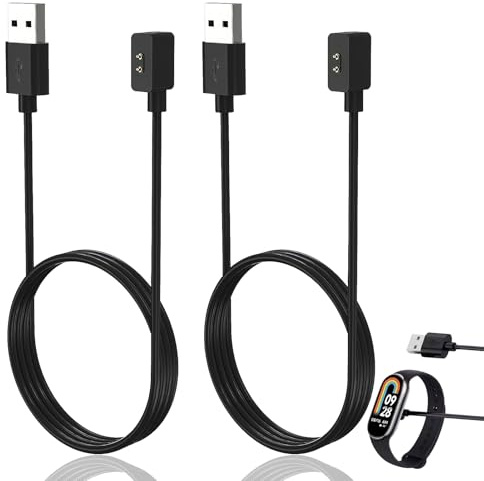 2Pièces 1M Noir Câbles Chargeur Montre Connectée pour Redmi et Xiaomi Watch | Câble de Chargement USB Compatible avec Redmi Watch 5/5 Active/5 Lite/4/3 Active/3 Lite et Xiaomi Smart Band 9/9 pro/8/8 Pro