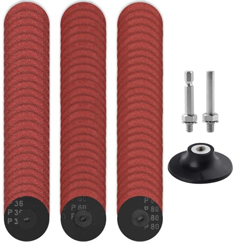 LEONTOOL 75 PCS 3 Inch Surface Conditioning Sanding Discs - 30/60/80 Grit Quick Change Drill & Die Grinder Sanding Pads with 1/4 Holder for Surface Strip Grind Polish Burr Rust Paint Removal