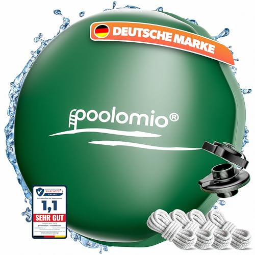 poolomio Poolkissen Winter rund 2m, Luftkissen Pool 420 g/m², Winterkissen | Für Pools 180-300 cm zur Überwinterung – frost- & chlorbeständig, 2-Kammer-Ventil, inkl. 15 m Seil & Reparaturflicken