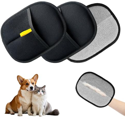 Tacitmeet 3 PCS Pet Hair Removal Glove, Magic Brush Pet Pal Hair Remover Glove for Dogs & Cats Washing, Reusable Dog Hair Removal Glove Suit for Sofa Bed Furniture Carpet Clothing
