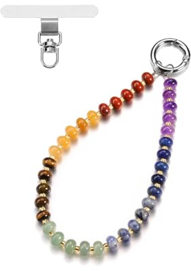 JSDDE Dragonne Téléphone Portable en Pierre Naturelles pour Femmes Hommes Universel Cordon Court pour Tous les Types de Téléphones Bracelet Sangle de Suspension Decoratif Sac Porte Clés Portefeuille