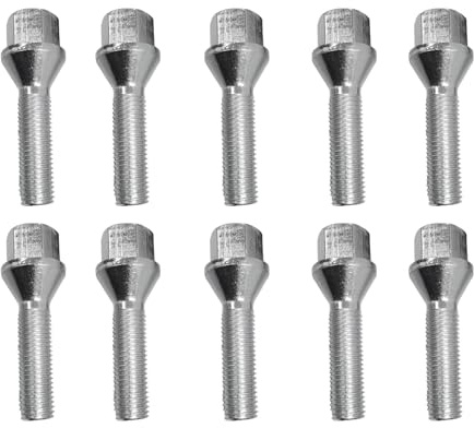 10x Boulon de roue M12x1,25 conique 60° 40mm | taille de la clé 17mm compatible avec Peugeot Bipper Bipper Tepee