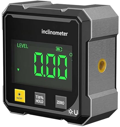 Sakerplus Digital Laser Angle Finder Protractor Tool, 4×90° High Accuracy Measuring Tool with Large LED Display, Magnetic Base, USB Rechargeable for Woodworking, Metalworking, Construction & DIY