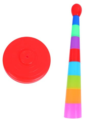 Gogogmee Jeu de Lancer D'anneaux Parent-garçon et Filles 18 Pièces 8 Anneaux Colorés, 9 Piliers et Socle pour Coordination Œil-Main, Jeu Éducatif Extérieur et Intérieur, Couleur Aléatoire