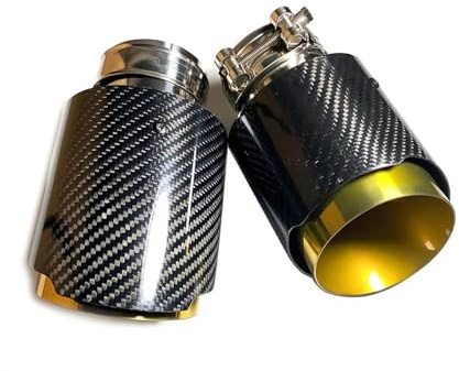 Sortie d'échappement Silencieux d'échappement universel en acier inoxydable doré 304, buse en Fiber carbone, embouts droits pour le style de la voiture Embout de silencieux(ID 76mm-OD 114mm)