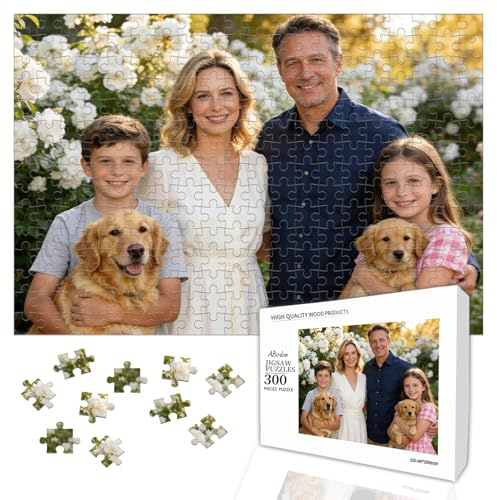 Personalised Photo Jigsaw Puzzle,256/300/500/520/1000 Pieces Valentines Gifts for Him Her Person Custom Wooden Puzzle Day Gift Family Picture Puzzle Toy Unique Personalised Present