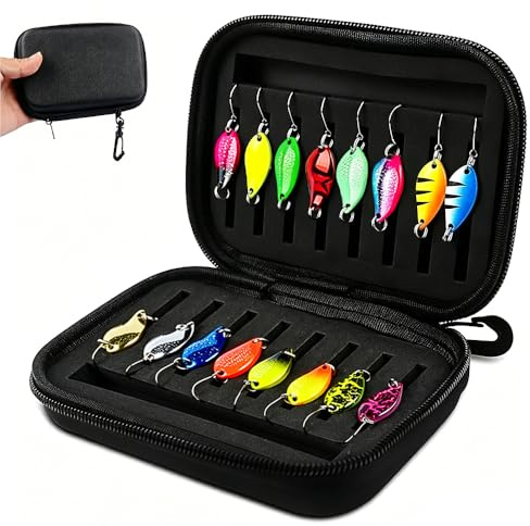 SKIKHN Trout Spoon Set, 16 Pieces Artificial Bait Spinner Blinker Set