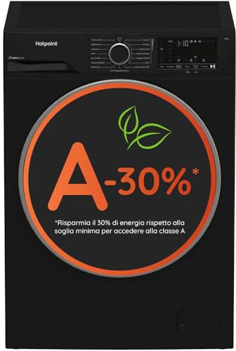 Hotpoint Ariston HB 103B CARE IT, Capacità 10kg, classe A -30%, colore Black, 1400 giri, Display digitale XL, Vapore