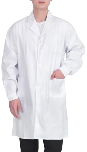 SKFLABOOF Blouse Blanche Blouse Blanche Chimie Lycee Homme Physique Collège Coton De Tenue Infirmiere Professionnelle Unisexe 001 Blanc, S