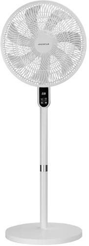Aigostar Ventilatore a Piantana Silenzioso con 7 Pale, Telecomando, Timer 12H, 3 Velocità e Modalità, Base Circolare Ultra Stabile, Altezza Regolabile 91/125cm, 50W, per Casa e Ufficio, Bianco