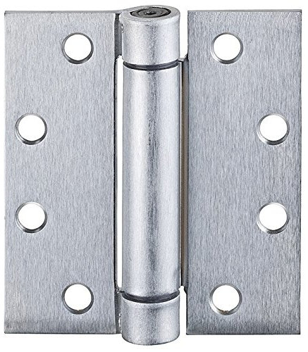 Gedotec Federband Türscharnier für ungefälzte Innentüren - H7818 | Aufschraubscharnier Edelstahl matt | Schwerlast Federscharnier für Holztüren | Tragkraft bis 60 kg | 1 Stück - Türband mit Schrauben