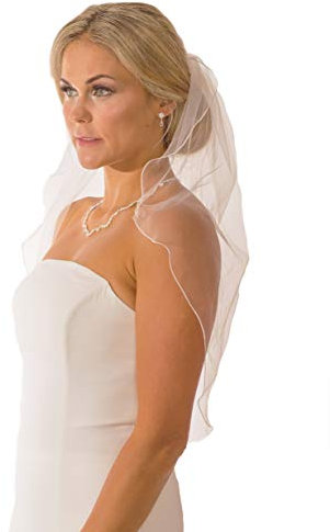 Schleier Brautschleier FEIN 1 Lage IVORY Creme 1-lagig Kurbelkante 60 cm Hochzeit Braut NEU Soft Tüll