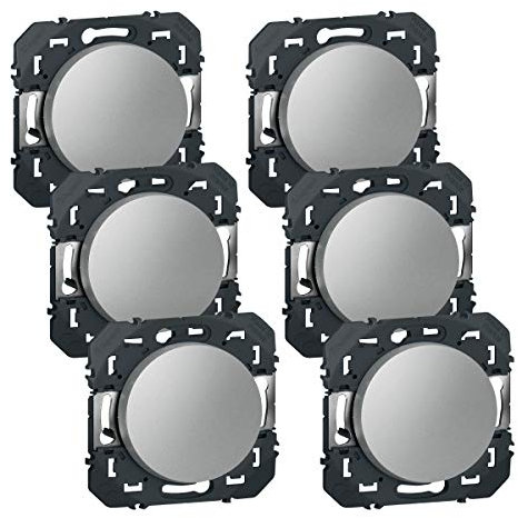 LEGRAND | Multipack Dooxie 6 Interrupteurs Va Et Vient Aluminium Composable, Montage Encastré, Finition Mate, Protection De Surface Laquée