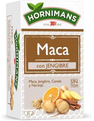 Hornimans Infusión de Maca con Jengibre 100% Natural | 20 bolsitas | Sin Teína