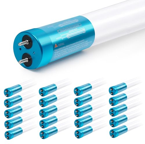 hykolity 20 Pack 4FT LED T8 Ballast Bypass Type B Light Tube, 18W, 2400lm for Single-Ended & Dual-Ended Connection, 5000K, Frosted Lens, T8 T10 T12 Tube Light for G13, 120-277V, UL Listed