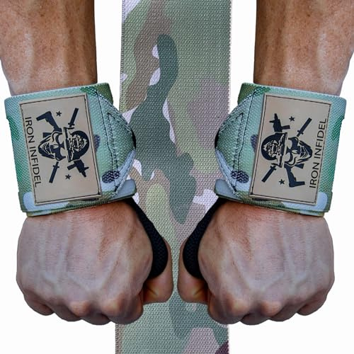 Iron Infidel Wrist Wraps for Weightlifting - 18 Heavy Duty Wrist Support for Working Out, Gym Accessories for Men - Use for Lifting, Crossfit, Fitness, Exercise, Bench Press, Powerlifting (OCP)
