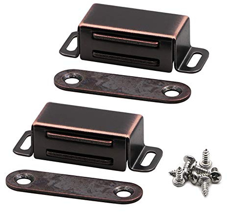 Cabinet Door Catch with Strong Magnetic, 1.2mm Thickness Furniture Latch, Oil Rubbed Bronze (Pack of 2)