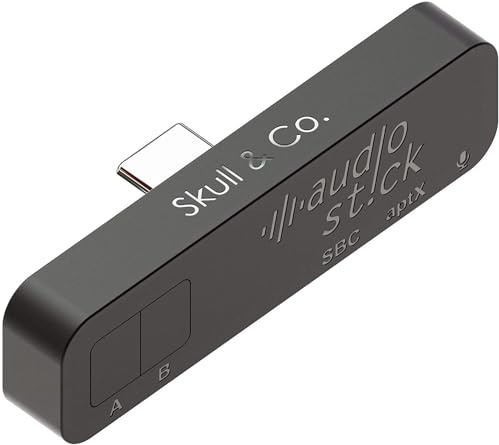 Skull & Co. AudioStick Bluetooth 5.0 Wireless Audio Transmitter Adapter Niedrige Latenzzeit für PS5 / PS4 / Nintendo Switch/Lite/andere Geräteb - Schwarz