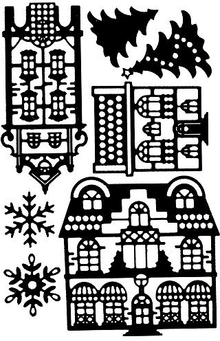 Ideen mit Herz Stanzschablonen, Häuser, Tannen & Schneeflocken, 7 Stück