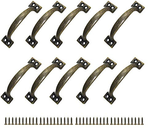 JINXM 10 Möbelgriffe, Türgriff, Griffabstand, rustikal, aus Zinklegierung, für Küche, Scheunentor, Garten, Schuppen (120 mm)