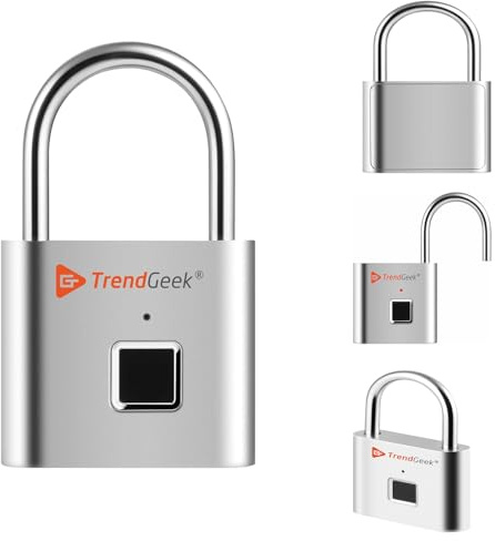 TrendGeek Fingeravtryck Hänglås Smart Nyckellös Säkerhet Fingeravtryck Gymlås Stöldskydd Bärbar USB Uppladdningsbart Hänglås För Skolskåp Dörrskåp Resväska Ryggsäck Garderober TG-131