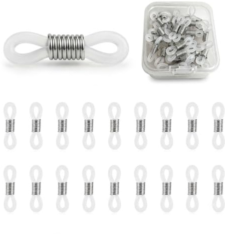 SUMPIGGER 50Pcs Holder Chain Glasses Ends Spectacle Chain Strap Loop Ends of Glass Cord Ends of Eyeglass Chain Holder Silicone Lanyard Strap DIY Bead Linking Eyewear Retainer Accessories