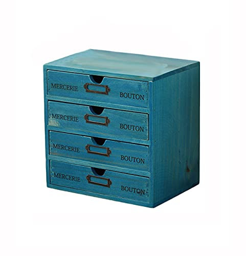 Verve Jelly Desktop Schubladenbox Holz 4 Stöckig Aufbewahrungsbox mit Schubladen Vintage Schmuckkästchen Holzkästchen Holzbox mit Schubfach Organizer Holz Tischkommode zur Aufbewahrung, 4 Etage