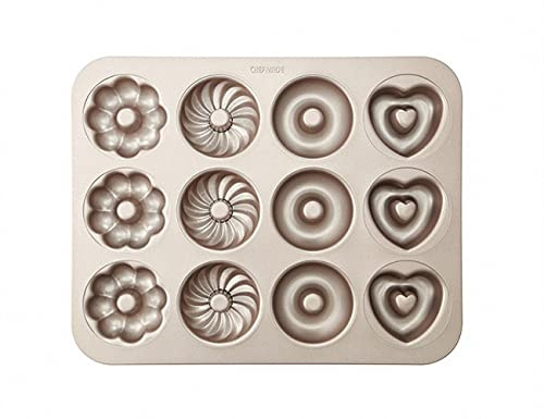 Ulalaza Moldes para rosquillas antiadherentes Molde para rosquillas de Acero al Carbono de 12 cavidades para Hornear Molde sin BPA Bandeja de láminas Horno Microondas Lavaplatos Congelador Seguro